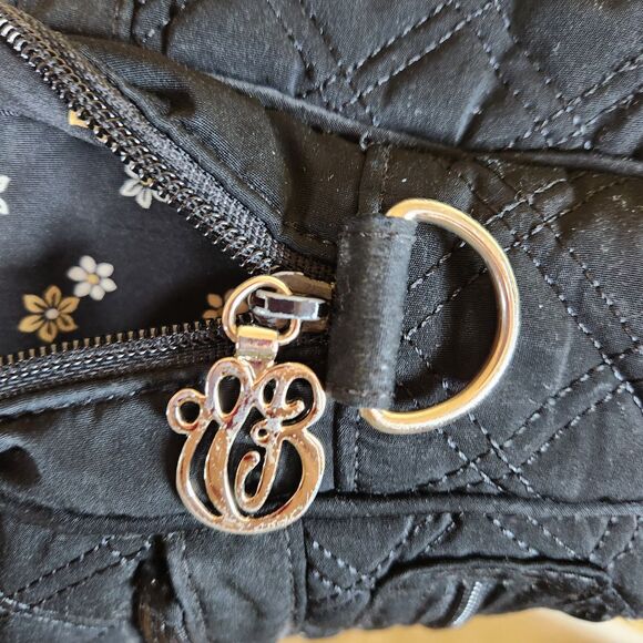 Vera Bradley Quilted Laptop Messenger Bag Black solid minimalist pockets - Picture 12 of 13